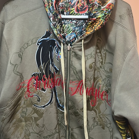 Christian Audigier y2k all over hoodie reversible rare no low ball offers - Picture 2 of 10
